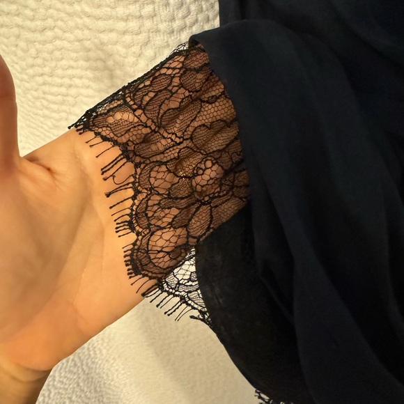 Vintage Diane Von Furstenberg Silk and Lace Ruched Strapless Dress - Sz. 0 - Picture 8 of 12